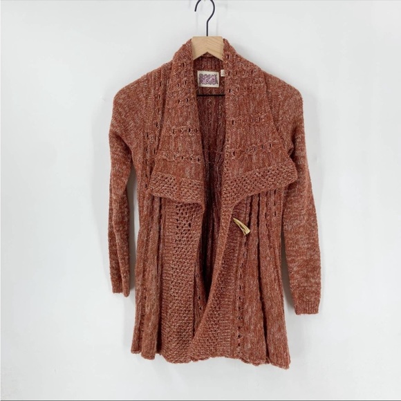 Anthropologie Rosie Neira Sweater Rust Long Sleeve Cardigan XSP - Picture 2 of 10